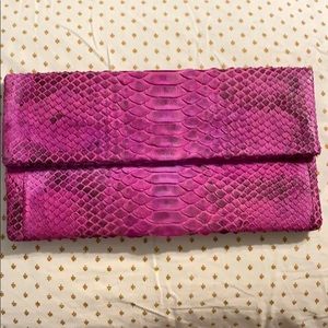 Python snake skin clutch pink